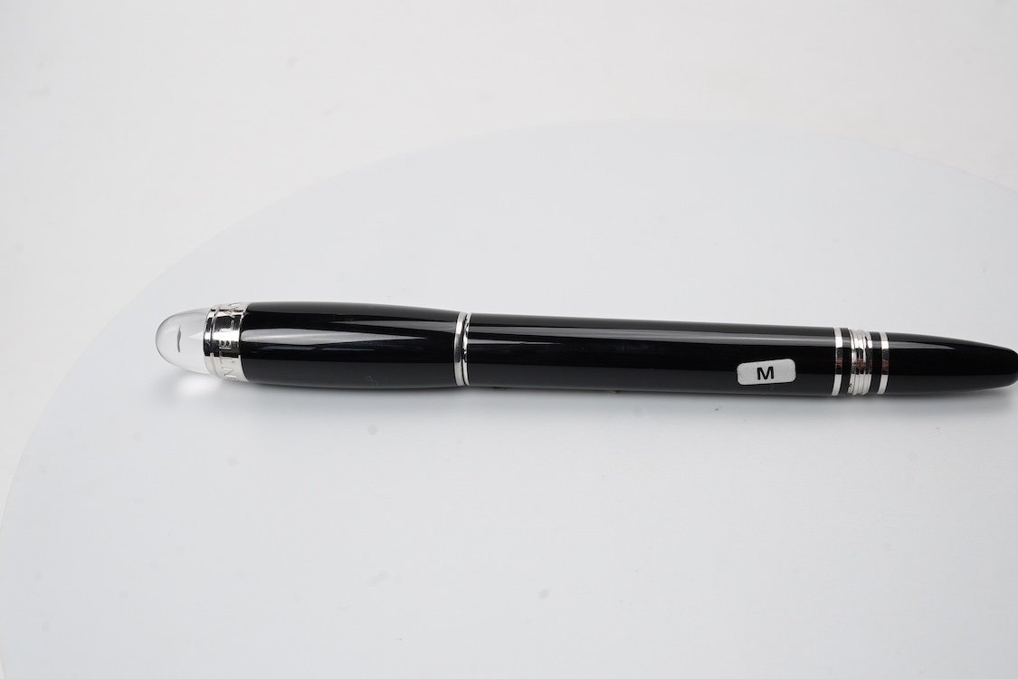 A modern Montblanc 'Starwalker' black with platinum coated trim, medium 18ct. nib